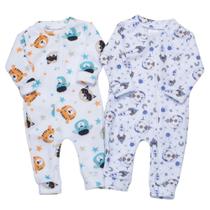 Kit 2 Macacão Bebê Manga Longa Hipoalergênico Soft 100% Algodão Inverno Liso e Estampado Kit 2 Macacão Bebê Manga Longa Hipoalergênico Soft 100% Algodão Inverno Liso e Estampado