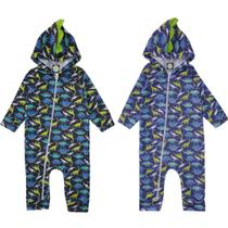 Kit 2 Macacão Bebê Menino Longo Inverno moletom Flanelado Punhos Ziper Capuz interativo 3D Roupa Frio Masculino tamanhos P M G Enxoval Atacado