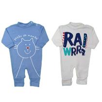 Kit 2 Macacão Bebê Suedine Taylor Estampado Menino e Menina