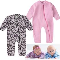 KIt 2 Macacão Soft Bebê Longo Protetor de Ziper Punhos Roupa Infantil Inverno Menino Menina Tamanhos P M G 1 2 3 - LUMARI KIDS