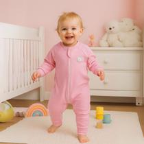 Kit 2 Macacão Ziper Bebê Liso e Estampado Frio Menino Menina 100% Algodão