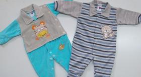 Kit 2 macacões longos bebê bordados Tam: M-P