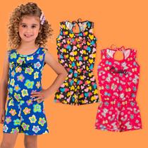 Kit 2 Macaquinho Infantil Menina Fresquinho - Macacão Curto Verão Malha