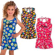 Kit 2 Macaquinho Infantil Menina Fresquinho - Macacão Curto Verão Malha