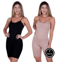 Kit 2 Macaquinho Segunda Pele Redutor de Medidas com Compressão -c2 KIT 2 DARITA PRETO E BEGE Kit 2 Macaquinho Segunda Pele Redutor de Medidas com Compressão -c2 KIT 2 DARITA PRETO E BEGE