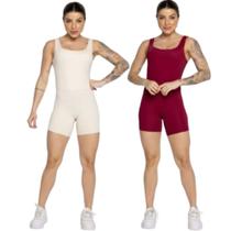 KIT 2 Macaquinho Smart Vekyo Decote Em U Roupa Para Treino Academia Moda Fitness Musculação