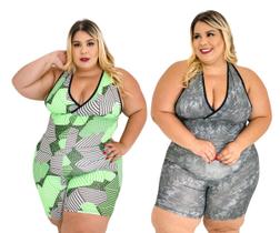 Kit 2 Macaquinhos de Academia Plus Size Roupa Fitness
