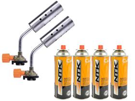 Kit 2 maçarico portatil maxchama turbo manual globlamix - gt6049 + 4 refil buddy volcano 227g