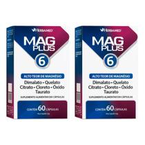 Kit 2 Mag Plus 6 Herbamed Alto Teor De Magnésio 60 Cápsulas