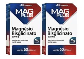 Kit 2 Mag Plus Magnésio Bisglicinato 600mg 60 Cáps -Herbamed Kit 2 Mag Plus Magnésio Bisglicinato 600mg 60 Cáps -Herbamed