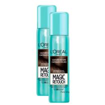 Kit 2 Magic Retouch L'oréal Castanho Escuro Spray Instantâneo para Retoque de Raiz 75ml