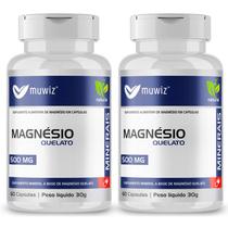 Kit 2 magnésio quelato 60 caps de 500 mg muwiz