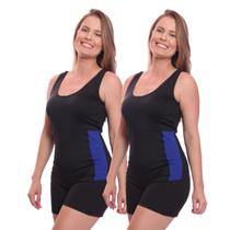 Kit 2 Maiô Hidroginástica Natação Macaquinho+Touca