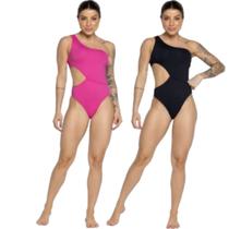 KIT 2 Maiô Um Ombro Só Vekyo Básico Fenda Costa Nua Confortavel Verão Moda Praia Feminina KIT 2 Maiô Um Ombro Só Vekyo Básico Fenda Costa Nua Confortavel Verão Moda Praia Feminina