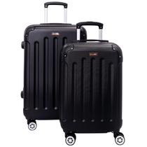 Kit 2 Mala De Viagem Bordo 360 Resistente Rígida P/M Anac Clavos Preto