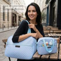 Kit 2 Mala Maternidade lisa Bebe Saida Maternidade Menino Azul Vibrante Bebe Bolsa Reforçada Alça Ombro Passeio Viagem Grande Resistente Best Sling