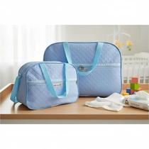 Kit 2 Mala Maternidade lisa Bebe Saida Maternidade Menino Azul Vibrante Bebe Bolsa Reforçada Alça Ombro Passeio Viagem Grande Resistente Best Sling