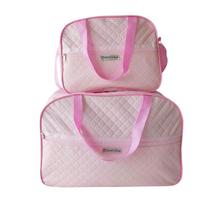 Kit 2 Mala Saida Maternidade Bebe Rosa Menina Bolsa Maternidade Reforçada Alça Ombro Passeio Viagem Resistente alça ajustavel Best cha de Bebe Sling