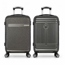 Kit 2 Malas Bordo 10kg Viagem Pequena Abs 20" Rodinhas 360º Cadeado Casal - Cannes - Polo King - Grafite