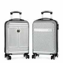 Kit 2 Malas Bordo 10kg Viagem Pequena Abs 20" Rodinhas 360º Cadeado Casal - Cannes - Polo King - Prata