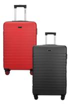 Kit 2 Malas de Bordo Athenas Preta e Vermelha 10Kgs ABS Rodinhas 360º Resistente Mundi