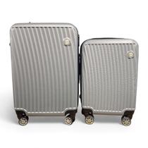 Kit 2 Malas de Viagem ABS Cor Prata com Segredo de Segurança Kit 2 Malas de Viagem ABS Cor Prata com Segredo de Segurança