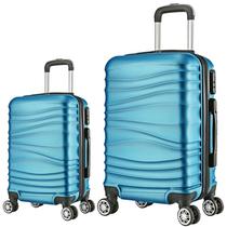 Kit 2 Malas De Viagem Azul Média e Grande Rodinhas giratórias