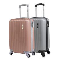 Kit 2 malas de viagem bordo 10kg Londres Prata e Rose Swiss Move Kit 2 malas de viagem bordo 10kg Londres Prata e Rose Swiss Move