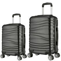 Kit 2 Malas de Viagem Grande e Bordo em ABS AS67 Preta c/ puxador e rodas 360º Kit 2 Malas de Viagem Grande e Bordo em ABS AS67 Preta c/ puxador e rodas 360º