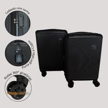 Kit 2 Malas de Viagem Japão, Padrão Anac ABS Rígida ,Com Rodas Duplas 360º, Expansível, Porta Copo, Cadeado, World Onboard DLK327