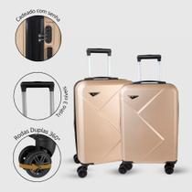 Kit 2 Malas de Viagem Nepal, Padrão Anac ABS Rígida, Com Rodas 360º, Expansível, Cadeado Antifurto World Onboard DKL321