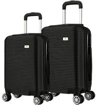 Kit 2 Malas De Viagem Preta Média e Grande Em Abs C/ Rodinhas 360º