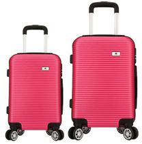 Kit 2 Malas De Viagem Rosa Melancia Média e Grande Em Abs C/ Rodinhas 360º Kit 2 Malas De Viagem Rosa Melancia Média e Grande Em Abs C/ Rodinhas 360º