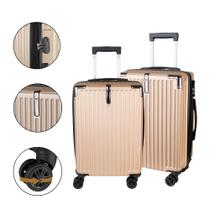 Kit 2 Malas Viagem França, Padrão Anac ABS, Com Rodas 360º, Expansível, Gancho Retrátil Para Bolsas, Cadeado, World Onboard DLK323