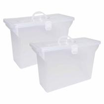 Kit 2 Maleta Caixa Arquivo Organizadora Empilhável Tampa Cristal Kit 2 Maleta Caixa Arquivo Organizadora Empilhável Tampa Cristal