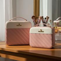 Kit 2 Maleta De Maquiagem Organizadora Rosa Com Lenço Pequeno Kit 2 Maleta De Maquiagem Organizadora Rosa Com Lenço Pequeno