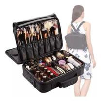 Kit 2 Maleta de Maquiagem Profissional Com Divisória Organização Make Grande Preta BL-1110