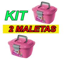 Kit 2 Maleta Para Esmalte Lady Box Rosa - Arqplast