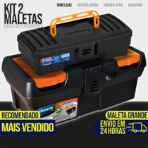 Kit 2 Maletas Caixa de Ferramentas Grande Reforçada Multiuso Organizador Tática Resistente Cabe Maki