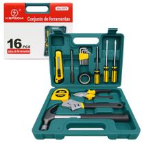Kit 2 Maletas De Ferramentas Kapbom 16 Peças Completo Com Alicate Martelo Chave Inglesa Jogo Allen