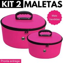 Kit 2 Maletas Nécessaires Frasqueiras Maquiagem Fashion Premium De Luxo Casual Viagem