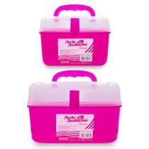 Kit 2 Maletas Pequena e Grande Multiúso Manicure Maquiagem