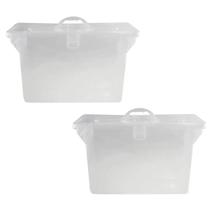 Kit 2 Maletas Plásticas Empilháveis Transparente Dello Pastas Suspensas Escritório Closet Kit 2 Maletas Plásticas Empilháveis Transparente Dello Pastas Suspensas Escritório Closet