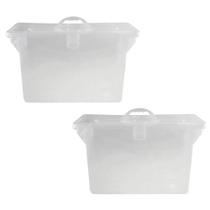 Kit 2 Maletas Plásticas Empilháveis Transparente Dello Pastas Suspensas Escritório Closet
