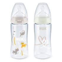 Kit 2 Mamadeira First Choice Brilha No Escuro 300ml Bege NUK Kit 2 Mamadeira First Choice Brilha No Escuro 300ml Bege NUK