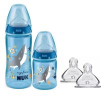 Kit 2 Mamadeira My First Azul + 2 Bicos Extras Nuk