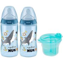 Kit 2 Mamadeira My First Azul 300ml 6m Nuk Dosador Kit 2 Mamadeira My First Azul 300ml 6m Nuk Dosador