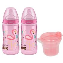 Kit 2 Mamadeira My First Rosa 300ml 6m Nuk Dosador Kit 2 Mamadeira My First Rosa 300ml 6m Nuk Dosador