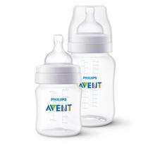 Kit 2 Mamadeiras Anti-cólica Transparente - Philips Avent 125 ml e 260 ml