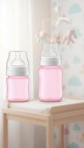 Kit 2 Mamadeiras Anticólica Rosa 125ml/260ml + Bico
